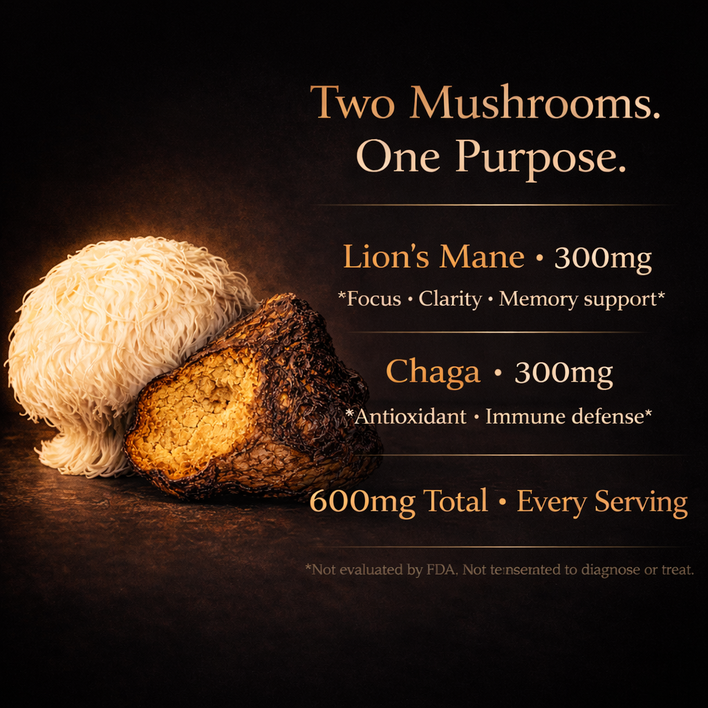 Two Mushrooms. One Purpose.